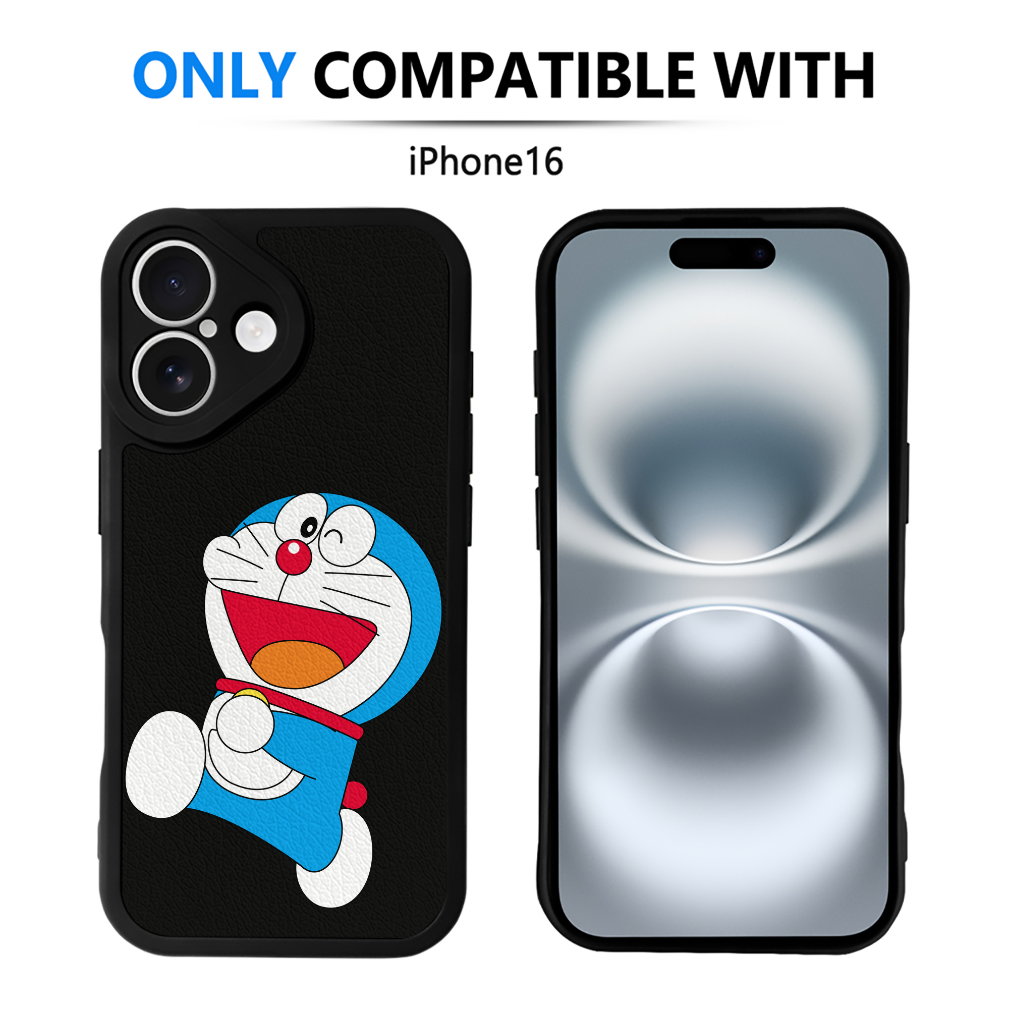 （画像用） ドラえもん Doraemon 【iPhone 16シリーズ対応】シリコンスマホケース（レザー調） 材質：シリコン